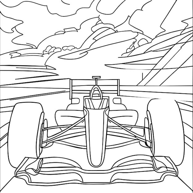 coloring book formula 1 vector illustration line art