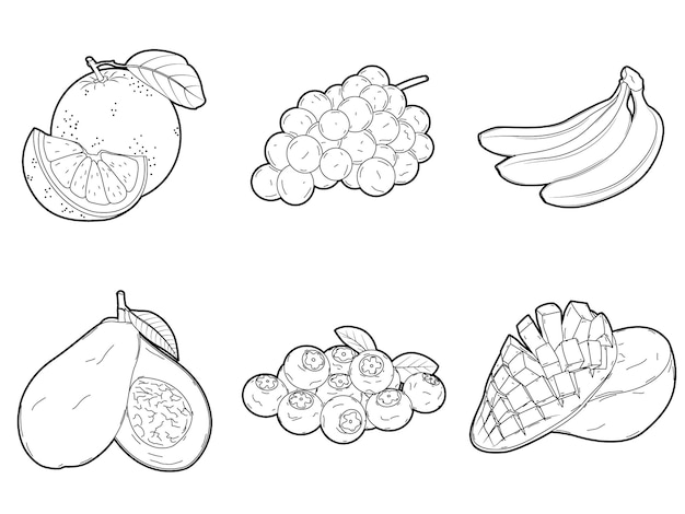 Coloring Book Fruits Series Page One