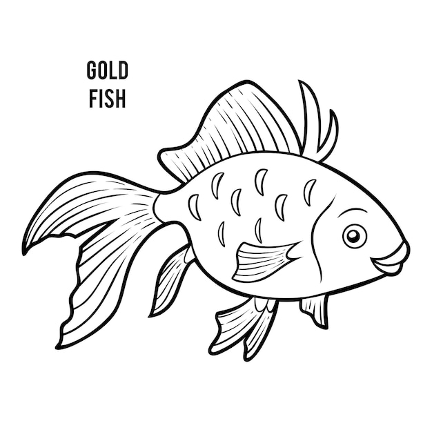 Vector coloring book goldfish