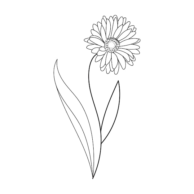 Coloring book Hand drawn Black and white children Flowers