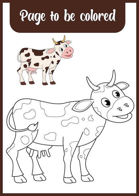 Coloring book for kid. coloring cute cow.