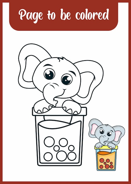 Coloring book for kid cute elephant