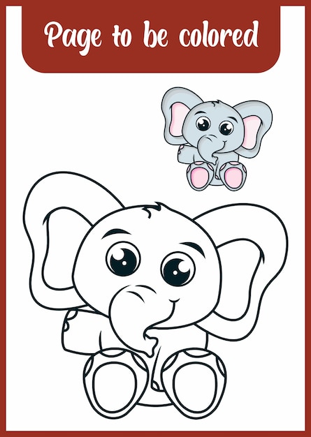 Coloring book for kid cute elephant