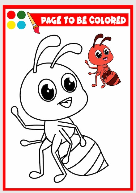 Coloring book for kids ant vector