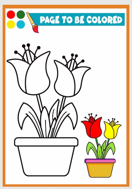 Coloring book for kids beautiful flower