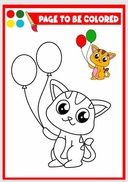 Coloring book for kids cat vector