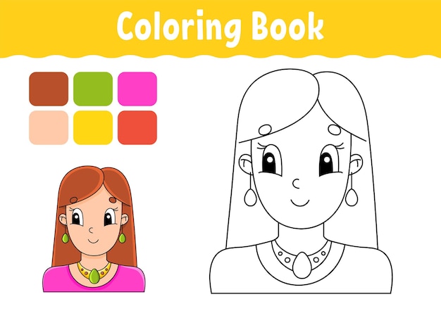 Coloring book for kids Cheerful character Vector illustration Cute cartoon style Fantasy page for children