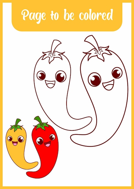 Coloring book for kids.coloring page a chili. two chili