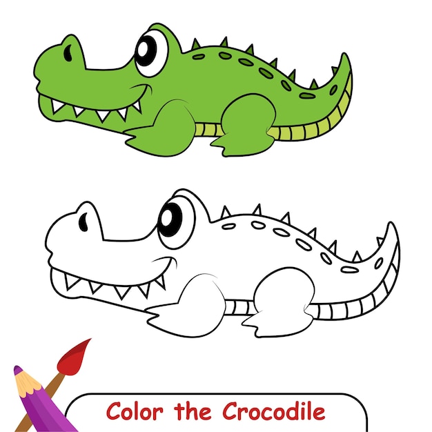 Coloring book for kids, Crocodile Vector Graphics