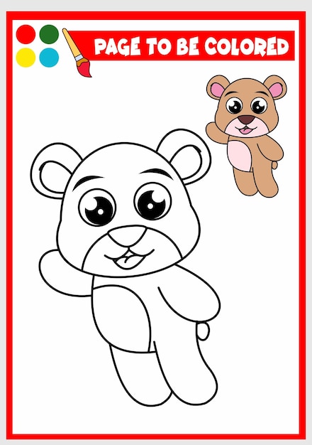 Coloring book for kids cute bear vector