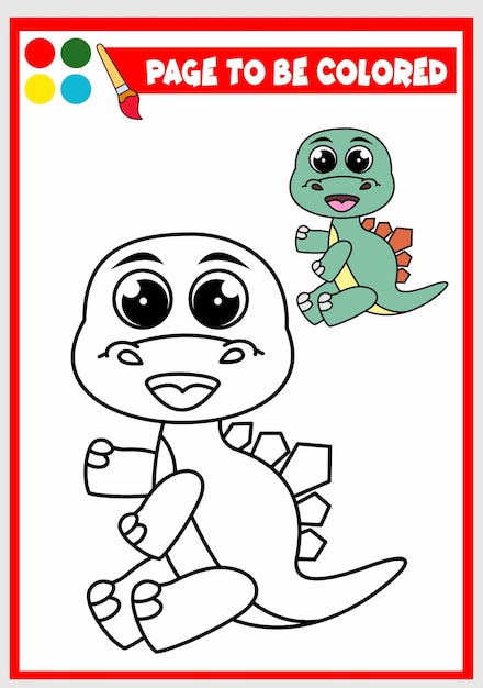 Coloring book for kids cute dino vector