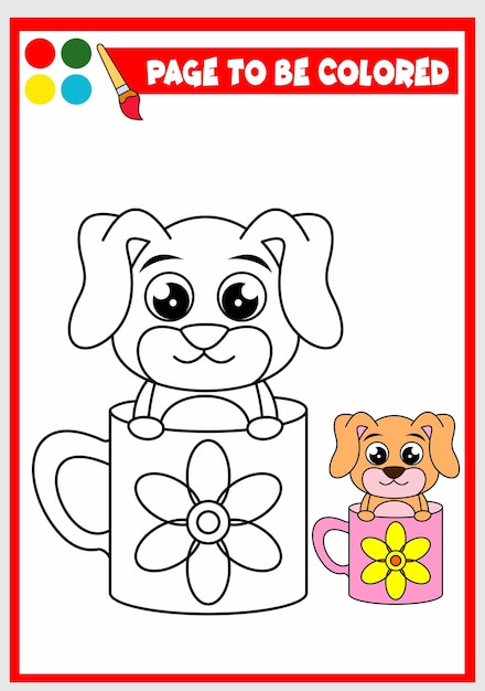 Coloring book for kids cute dog