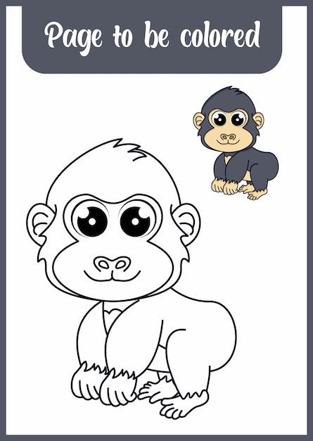 Coloring book for kids cute gorilla