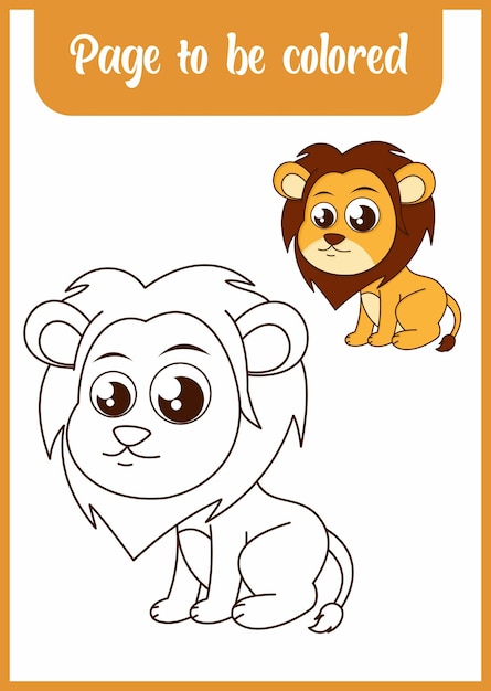 Coloring book for kids cute lion