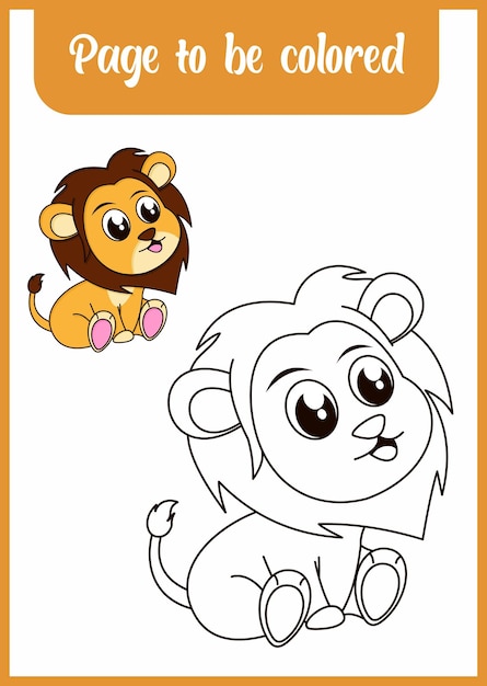 Coloring book for kids cute lion