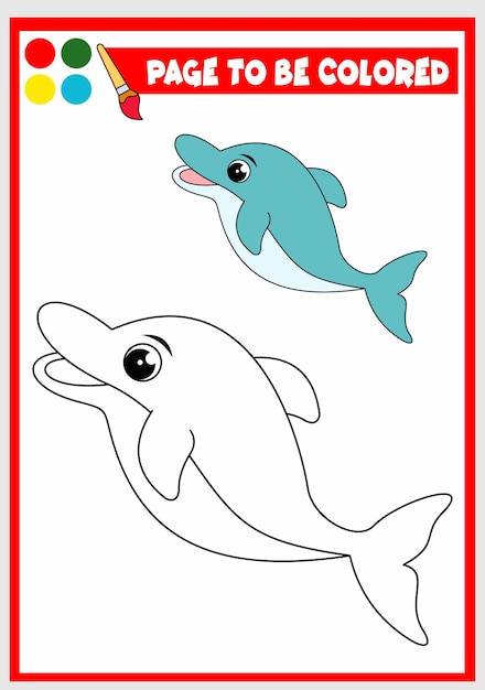 Coloring book for kids dolphin