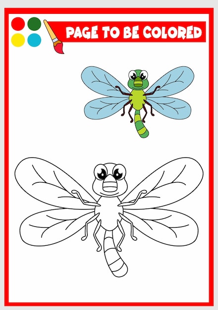 Coloring book for kids dragonfly