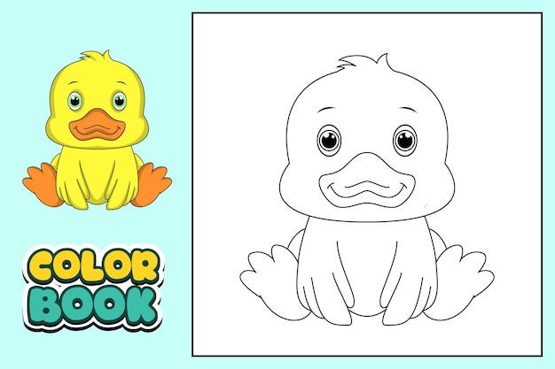 Coloring book for kids duck