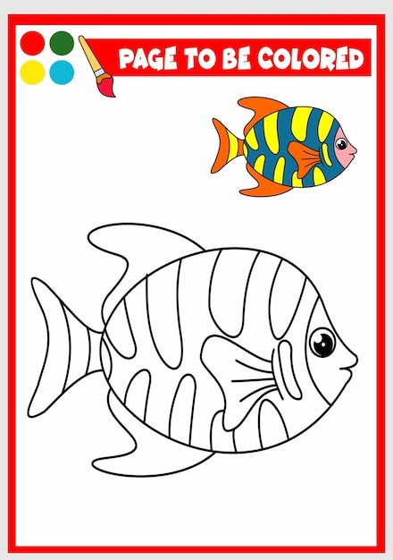 Coloring book for kids fish vector