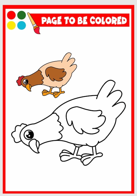 Coloring book for kids hen vector