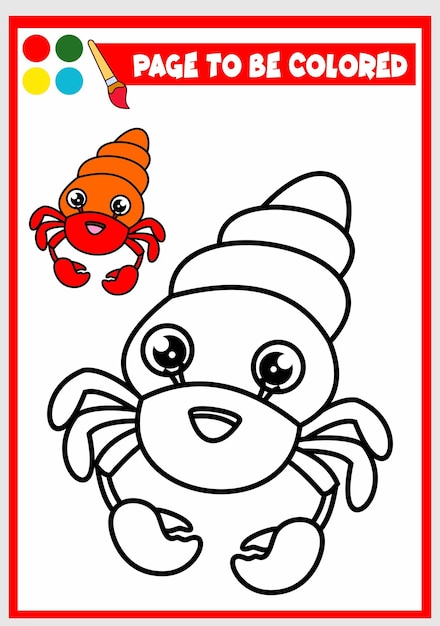 Coloring book for kids hermit crab