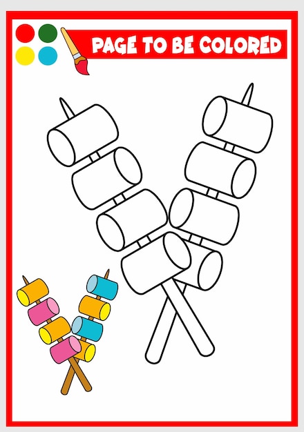 Coloring book for kids marshmallow on stick