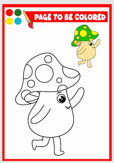 Coloring book for kids mushroom