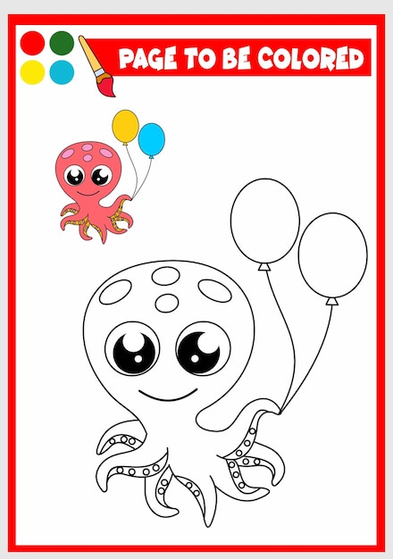 Coloring book for kids octopus vector