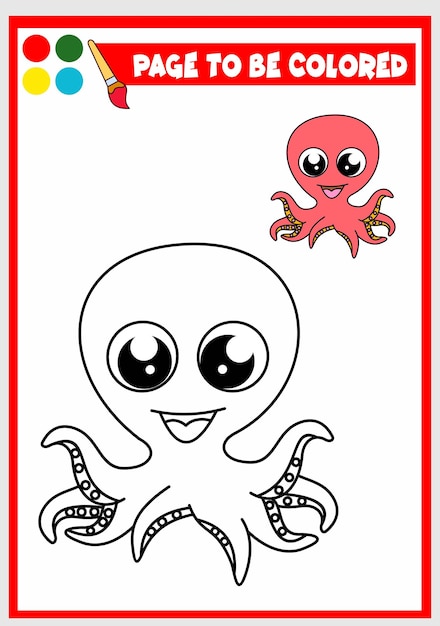 Coloring book for kids octopus vector