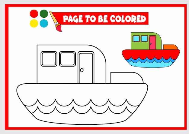 Coloring book for kids ship