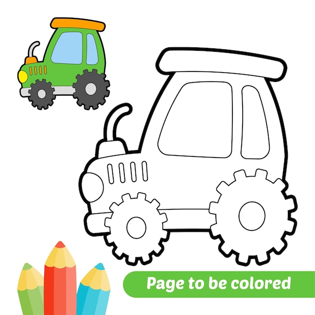 Coloring book for kids tractor vector