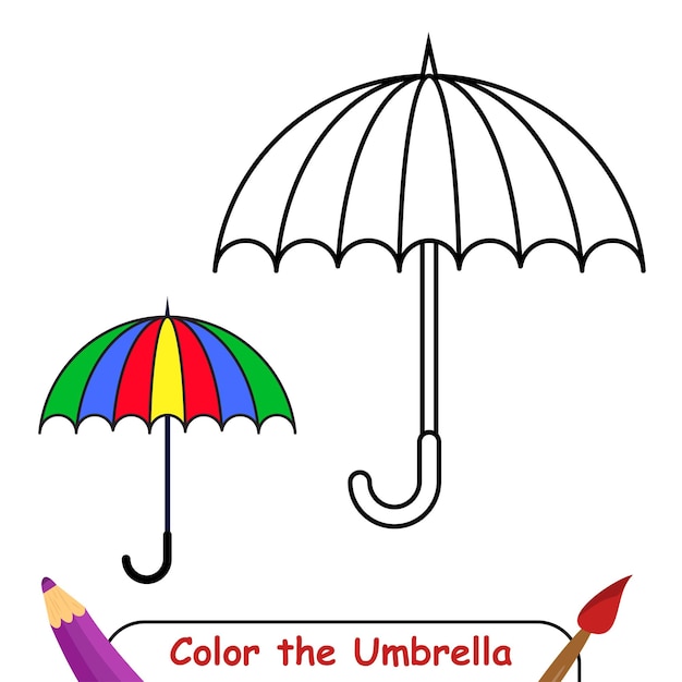 Coloring book for kids, Umbrella vector graphics