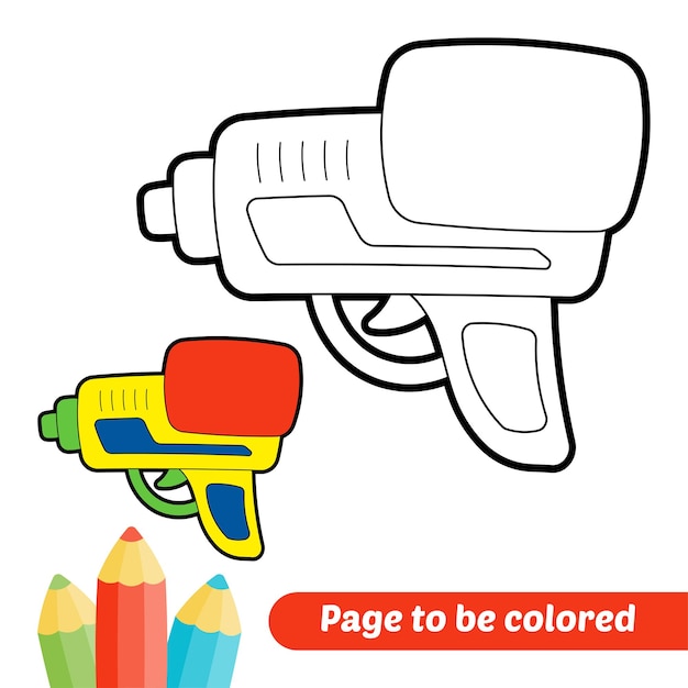 Coloring book for kids water gun vector