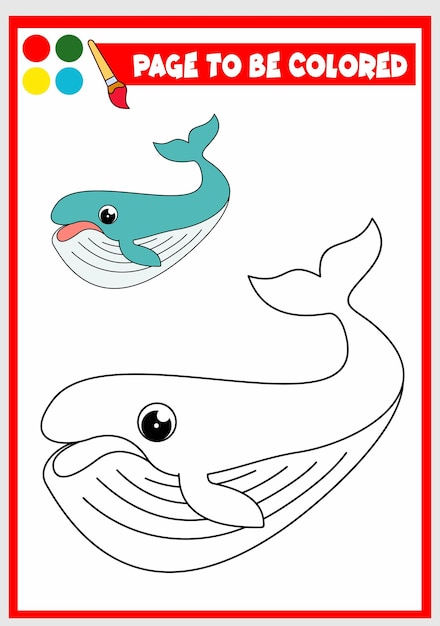 Coloring book for kids whale