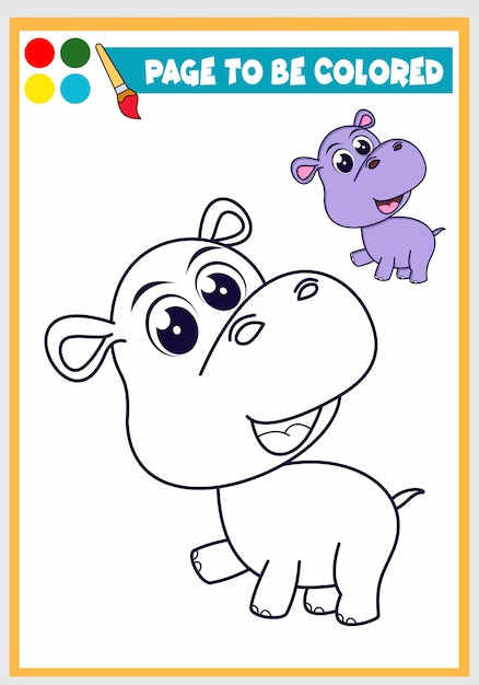 Coloring book for kids with hippo Coloring template Children39s coloring