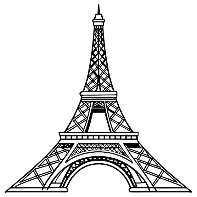 Vector coloring book page featuring eiffel tower outline vector design for babys