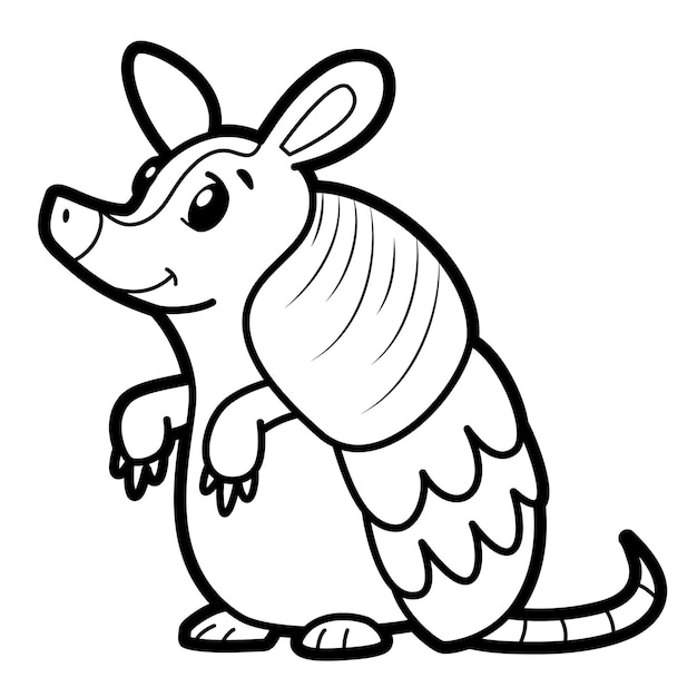 Coloring book or page for kids. armadillo black and white vector illustration