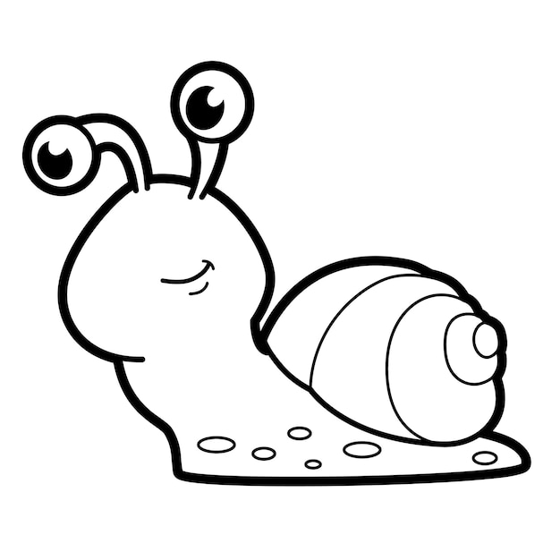 Coloring book or page for kids. Black and white snail