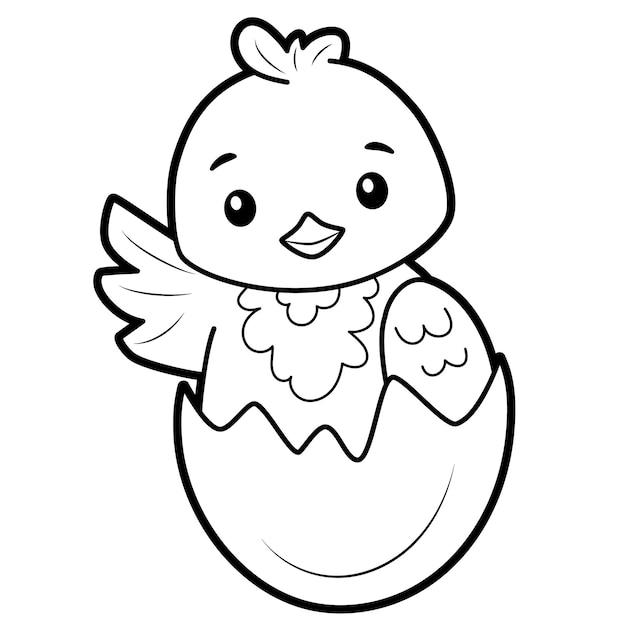 Coloring book or page for kids. chick black and white vector illustration