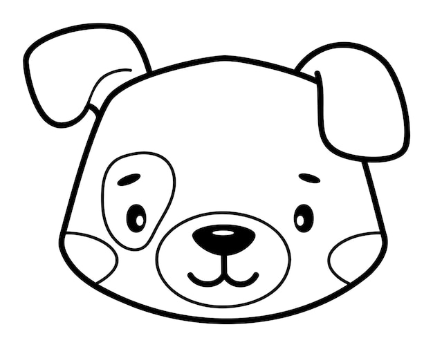 Coloring book or page for kids. Dog black and white outline illustration.