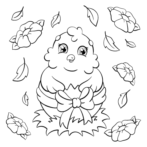 Coloring book page for kids Easter theme