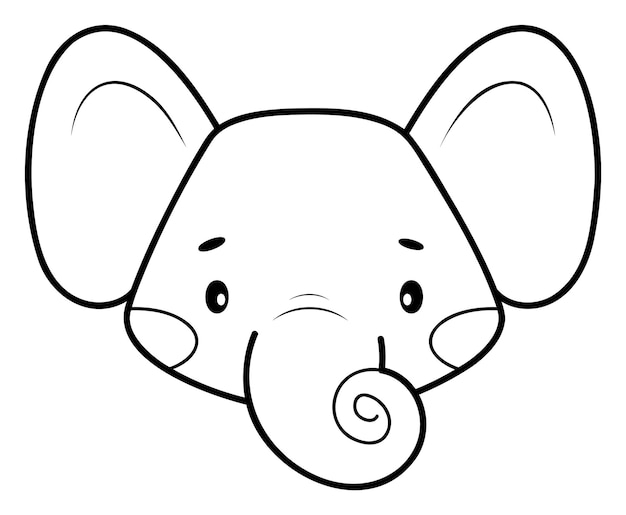 Coloring book or page for kids. Elephant black and white outline illustration.