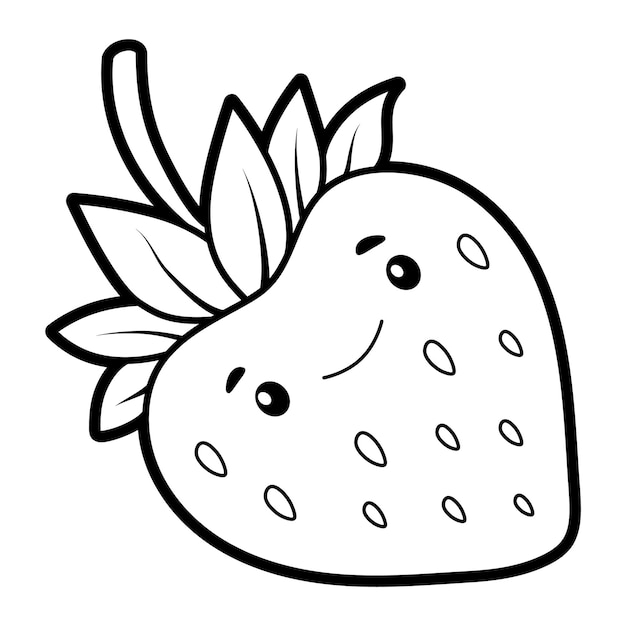 Coloring book or page for kids. Strawberry black and white vector illustration