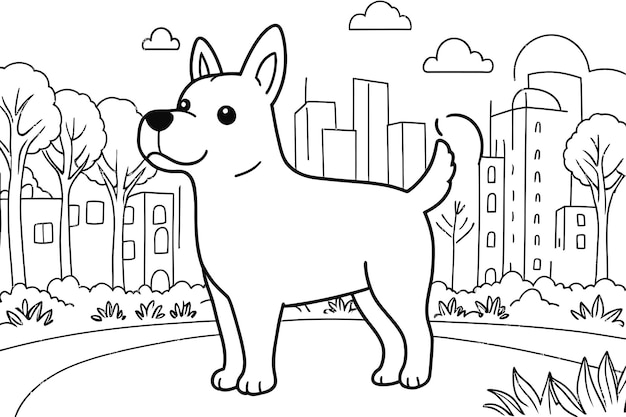 a coloring book page white background Create a magical dog