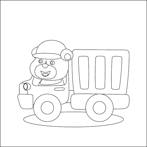 coloring book or page with cute litle animal driver for kids activity colouring book or page