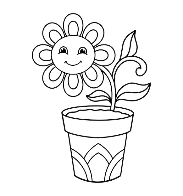 Vector coloring book pages flowers for adults and kids cute hand drawn vector illustration