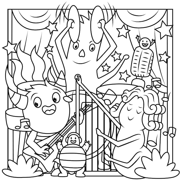 Coloring book pages for kids  cute cartoon monster collection