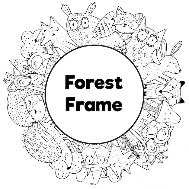 Coloring book style frame with place for your text