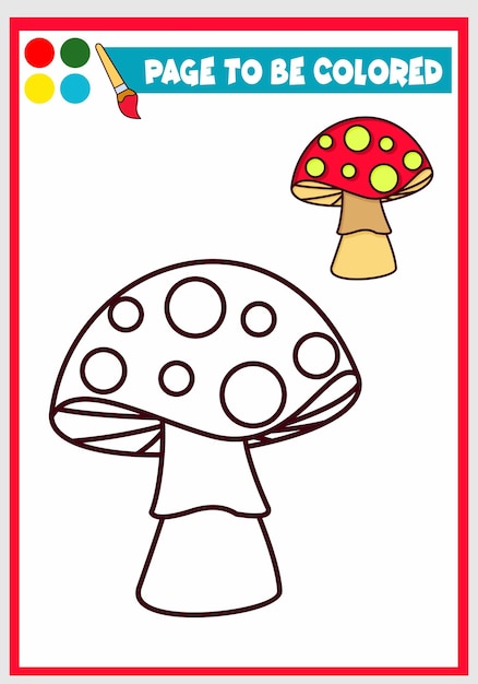 Coloring book with cute mushroom