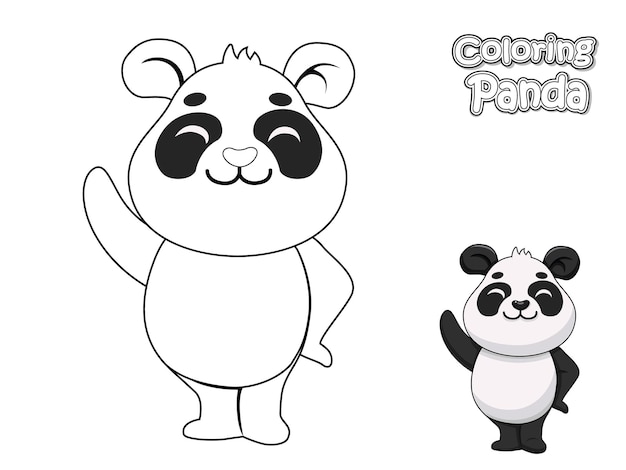 Vector coloring the cute cartoon panda educational game for kids vector illustration with cartoon animal characters